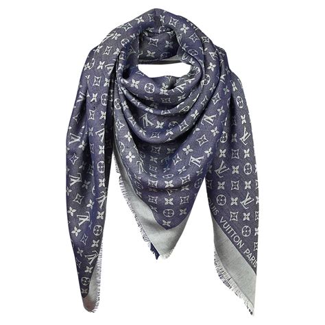 louis vuitton monogram scarf blue|Louis Vuitton animal print scarf.